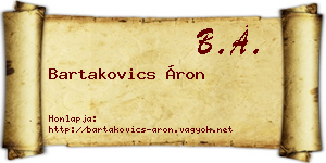 Bartakovics Áron névjegykártya