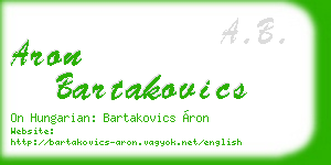 aron bartakovics business card